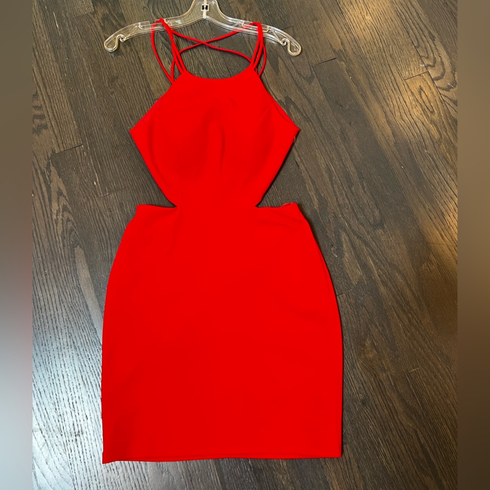 Aidan Matrix Scuba Crepe Cocktail Dress size 2 Red NWT